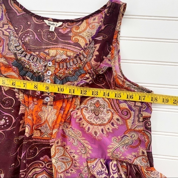 Asymmetrical hem sequins ruffle blouse Small - Picture 11 of 11